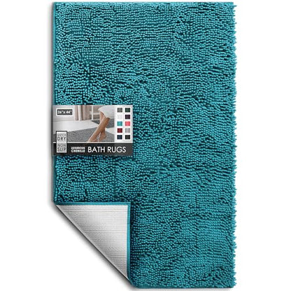 Hearth & Harbor Bathroom Rugs, Chenille Bath Mat - Machine Washable Bath Mats for Bathroom Non-Slip Backing Rubber, Quick Dry Bathroom Mat - Teal Bath Rug, 26x44 - color: Teal, style: 26 x 44