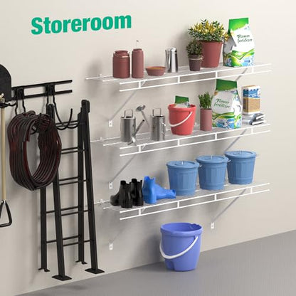 HAUSHOF 2 Pack Closet Shelves Wall Mounted, 4 ft x 12 in Wire Shelf Kit | White Wire Closet Shelving for Closet, Laundry Room, Bedroom, Living Room, Pantry Organization and Storage - size: 4ft x 12in