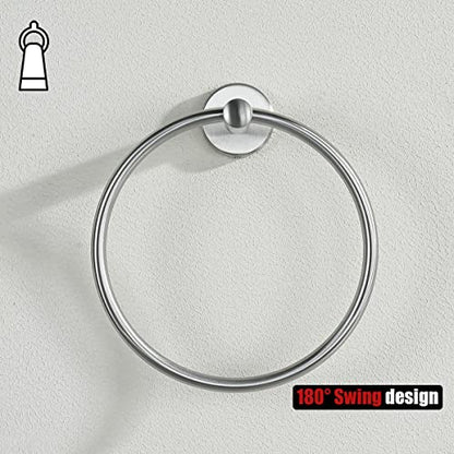 JQK Towel Ring, 304 Stainless Steel Hand Towel Holder for Bathroom, Brushed Finished Wall Mount, TR130-BN - color: Brushed