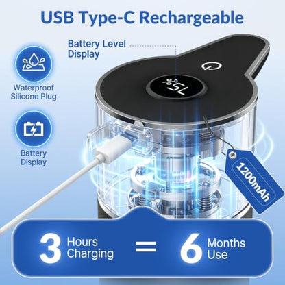 Automatic Liquid Soap Dispenser Touchless,6-Level Adjustable,USB Rechargeable Smart Soap Dispenser,16.9oz/500mL Compatible with Thick Thin Dish/Hand Soap for Bathroom Accessories Kitchen Sink-Black - color: Black