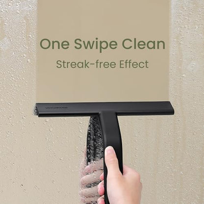 JustHang Shower Squeegee with Built-in Hook, 10-Inch Black | Award-Winning Design, All-One-Piece Soft-Touch Silicone, for Glass Door, Bathroom, Window, Mirror, Tile Wall, Car - color: Classic Black