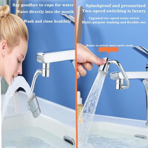 2026 Upgraded Universal Sink Faucet 1080° Rotating Faucet Extender with Upward Facial Mist, U Shaped Faucet Extender, 360° Faucet Aerator for Bathroom Kitchen, 4 Water Modes Adjustable (Silver) - color: Silver