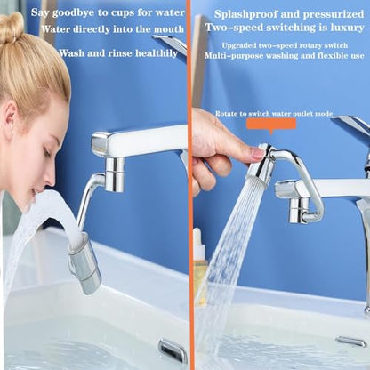 2026 Upgraded Universal Sink Faucet 1080° Rotating Faucet Extender with Upward Facial Mist, U Shaped Faucet Extender, 360° Faucet Aerator for Bathroom Kitchen, 4 Water Modes Adjustable (Silver) - color: Silver