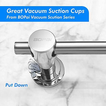 BOPai 24 inch Suction Cup Towel Bar, Chrome | Repositionable & Powerful Vacuum Suction - color: Chrome, size: 24"