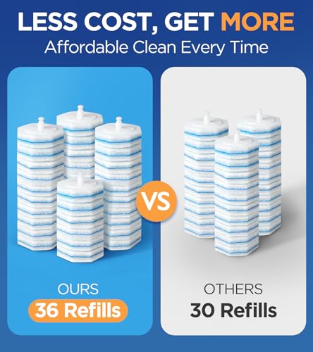 36 Count Refills For Clorox Toilet Wand, 5X Cleaning Power Toilets Bowl Cleaners With Exclusive Formula, High-Density Disposable Toilets Brush Scrubber - No Falling Apart, Fresh Fragrance