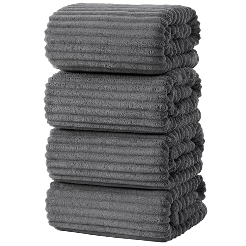 4 Piece Bath Towels, 30"x60" Microfiber Towels Set, Charcoal Gray | Large Bathroom Towels, Soft Touch, Highly Absorbent, Quick Dry, Lint Free, Long-Lasting, Family Use, Guest Bath & Daily Use - color: Charcoal Gray, size: 30x60 Bath Towels of 4