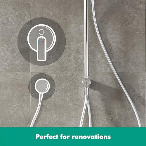 hansgrohe Croma Crometta E 240 1jet Showerpipe Reno EcoSmart 9 l/min chrome 27289000, without thermostat/mixer - size: without thermostat/mixer, style: 1 spray mode + EcoSmart water saving