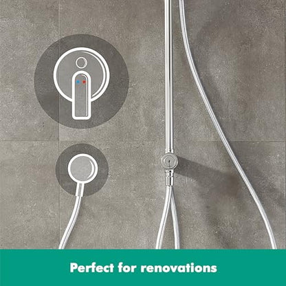 hansgrohe Croma Crometta E 240 1jet Showerpipe Reno EcoSmart 9 l/min chrome 27289000, without thermostat/mixer - size: without thermostat/mixer, style: 1 spray mode + EcoSmart water saving