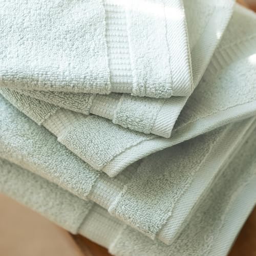 SALBAKOS 100% Turkish Cotton Bathroom Towel Set of 6-Piece, Seafoam Green | 630 Gsm Thick Super Soft Highly Absorbent 2 Bath + 2 Hand + 2 Washcloth Towels Sets, Giftable, Hotel Quality, Made in Turkey - color: Seafoam Green, size: 6 Piece Towel Set