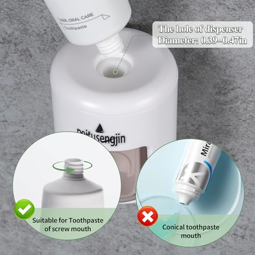Toothpaste Dispenser,Wall-Mounted Automatic Toothpaste,Designed specifically for Home use, with Adhesive Pad and Cleaning Brush (No Design)