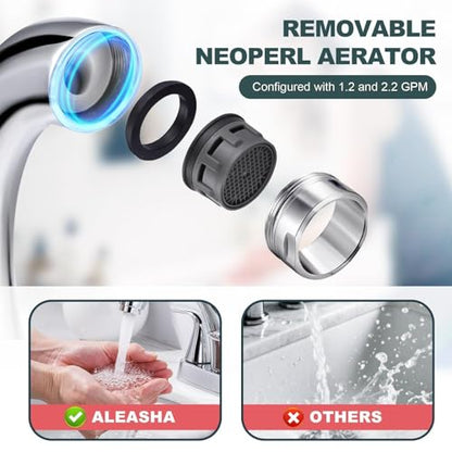 Chrome Bathroom Sink Faucet, 4 Inch Centerset Bathroom Faucet | ALEASHA 2 Handles Vanity Faucet with Pop Up Drain Stopper, RV Lavatory Vanity Faucets with Aesthetic Appeal - color: Chrome