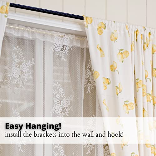 Yafa Home Fashion Heavy Duty Single Standard Adjustable Curtain Rod Hardware Included (Black, 28"-48") - color: Black, size: 28"-48"