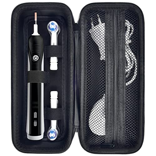 Comecase Toothbrush Travel Case for Oral-B/Sonicare with Mesh Pocket-Black | Accessories Mesh Pocket for Toothpaste&Charger, for Oral-B Pro 1000 2000 3000 3500 1500, for Sonicare 4100 5100, Bag Only - color: Black, size: Regular Size