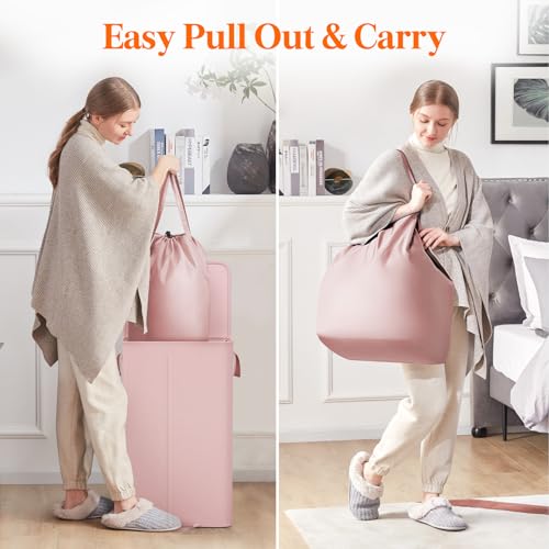 Lifewit Single Laundry Hamper with Lid and Removable Laundry Bags, Large Collapsible 1 Dividers Dirty Clothes Basket with Handles for Bedroom Laundry Room Closet Bathroom College, 100L Pink - color: Pink, size: 100L