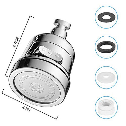 Faucet Sprayer Attachment, Rotate Swivel Water Saving Tap Aerator, Kitchen Faucet Head Replacement, 3 Mode Adjustable Faucet Extender for Kitchen, Bathroom