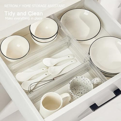 Expandable Clear Drawer Dividers - 3.1'' Height, 11-19'' Adjustable Drawer Separators, Expandable Dresser Organizers in Bedroom, Bathroom, Closet, Clothing, Office, Kitchen Storage - color: Clear(5 Pack)