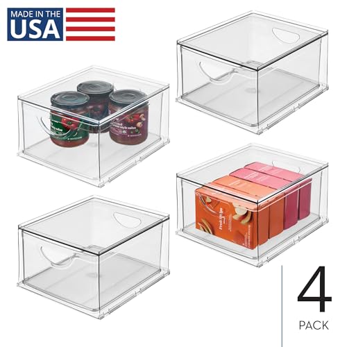 iDesign Stackable Storage Drawer, Set of 4, Clear | For Fridge, Pantry, or Under Sinks, Made in USA - style: Pack of 4