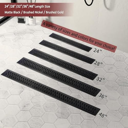 Linear Shower Drain, 28 inch Matte Black | Including Hair Catcher and Removable Grate, 304 Stainless Steel, Easy to Install and Clean (Drain Base Not Included) - color: Matte Black, size: 28 inch