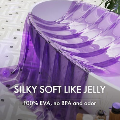 AmazerBath No Hook Shower Curtain and Liner 3-in-1, 8G Luxury Heavy Duty Clear Purple No Hook Shower Curtain Liner, 72x75 Cute EVA Bathroom Weighted Plastic Shower Curtain with 3 Heavyweight Stones - color: Rainbow Lavender, size: 72"W x 75"L (Pack of 1)