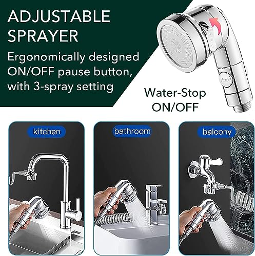 Sink Faucet Shower Sprayer Attachment Shower Head with 5 Adapters - color: 5 Adapters