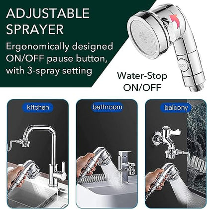 Sink Faucet Shower Sprayer Attachment Shower Head with 5 Adapters - color: 5 Adapters