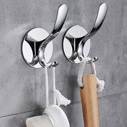 Adhesive Coat Hooks Stainless Steel Self Adhesive Robe Towel Bathroom Kitchen Wall Hook No Screws Damage Free