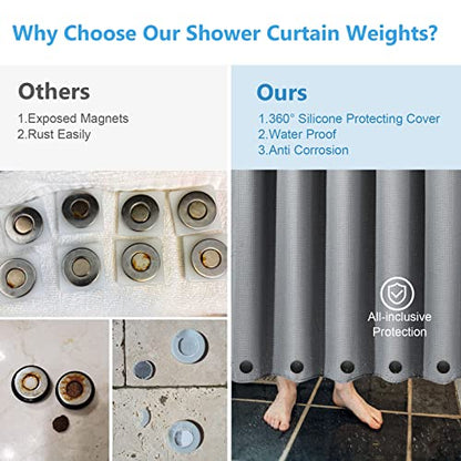VANZAVANZU 10 Pairs Shower Curtain Weights, Silicone Wrapped Magnets, Heavy Duty Magnets Prevent Curtain Liner from Blowing, Rust-Free, Black - color: Black, size: 1.2"W x 1.2"L (Pack of 10)