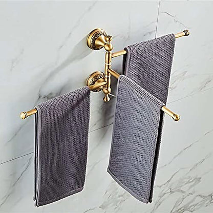 Leyden Swivel Towel Bar, Antique Brass 3 Arm Swing Towel Rack Towel Rotated Bar Holder Brass Wal