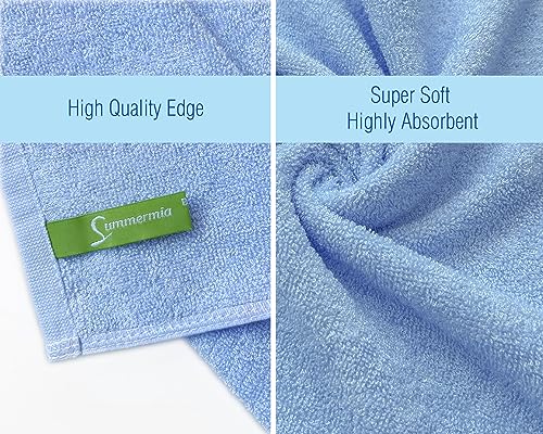 Washcloths 12 Pack 13" x 13" - Soft Wash Cloths for Your Face Towel, Wash Cloths for Your Body (White+Blue) - color: White+blue