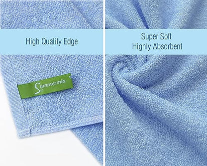 Washcloths 12 Pack 13"x13"- Extra Absorbent, Soft Multipurpose Wash Clothes and Face Towel (Blue) - color: Blue