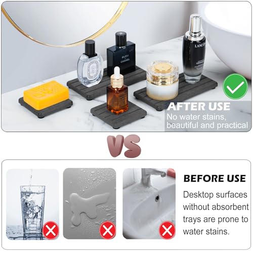 3PCS Stone Drying Tray, Stone Soap Tray, Water Absorbing Stones Trays for Sink, Fast Dry Diatomite Stones Sink Mat, Used for Hand Soap,Sponge,Toothbrush Holder in Bathroom Counter and Kitchen Sinks - color: 3pcs Dark Gray 5stripes