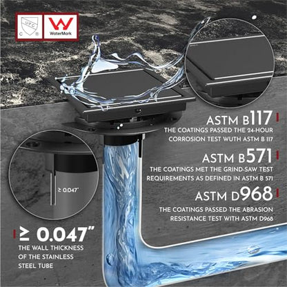 6 Inch Square Shower Drain Black Floor Drain with Flange Reversible 2-in-1 Cover Tile Insert Grate Removable SUS304 Stainless Steel CUPC Certified Matte Black - color: Matte Black, size: 6 Inch