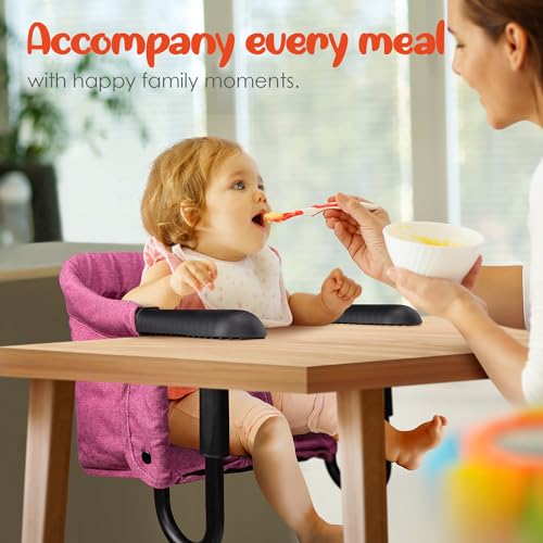 Hook On High Chair - Portable & Foldable for Babies 6-36 Months, Family & Travel Use with Carry Bag(Rose Red) - color: Rose Red