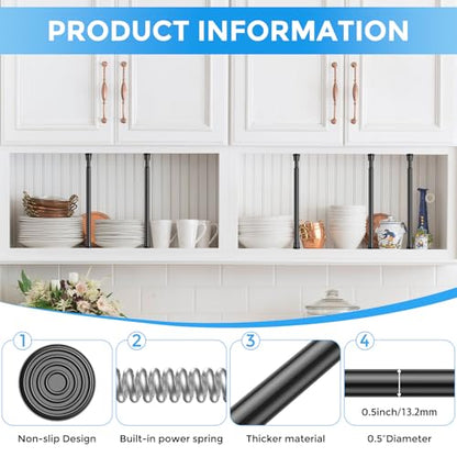 6 Pack Spring Tension Curtain Rod 8 to 12.5 Inch, DIY Mini Tension Rods No Drill for Slim Window Cupboard Closet Sidelights, Black - color: Black, size: 8" to 12.5"-6Pcs