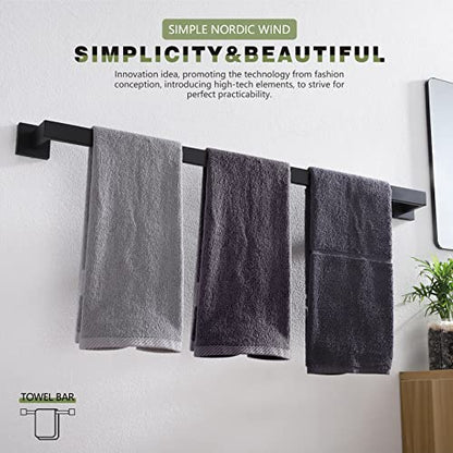 KOKOSIRI 36-Inch Single Towel Bar, Bathroom Kitchen Towel Holder, Wall Mounted SUS304 Stainless Steel Towel Rack, Matte Black, B4003BK-L36 - color: Matte Black, size: 36-Inch