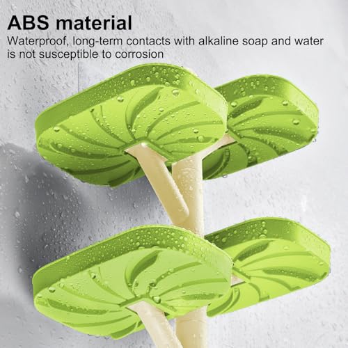 Soap Holder Four Layer Wall Mounted NO-Drilling Rotatable Self-draining Removable Soap Dish for Shower Bathroom Tray,Self Draining Sponge Holder,Razor Holder (Green/Ecru) - color: Green/Ecru