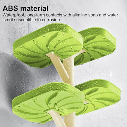 Soap Holder Four Layer Wall Mounted NO-Drilling Rotatable Self-draining Removable Soap Dish for Shower Bathroom Tray,Self Draining Sponge Holder,Razor Holder (Green/Ecru) - color: Green/Ecru