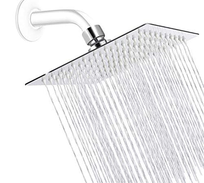 Rain Square Shower Head 8 Inch High Pressure Stainless Steel Water Saving Ultra Thin Waterfall Showerhead Even At Low Water Flow, Adjustable Replacement Showerhead,Chrome