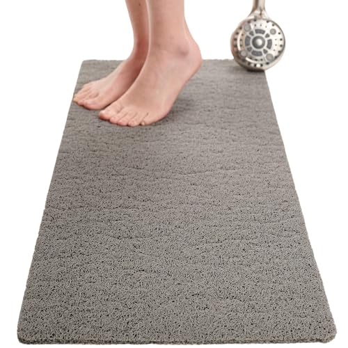 Non Slip Bathtub Mat Shower Mat for Tub - Loofah Bath Mats for Bathroom - 40x16 Bathtub Floor Mat - Textured Anti Slip Bath Mat Without Suction Cups - Secure Mat for Wet Areas (40x16 Gray) - color: Grey, size: 40" x 16" (Rectangular)