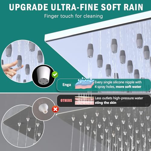Enga Dual Shower Head System with Tub Spout, Ceiling Mount 10 Inch Shower Head with 6 Inch Wall Mount Shower Head, 4 Way Diverter Shower Faucet with 2 in 1 Handheld, Chrome - color: Chrome, style: Tub+10"+6" Head