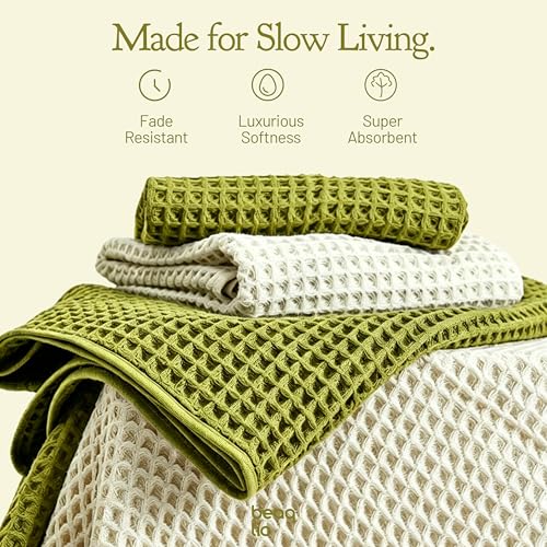 100% Cotton Waffle Towel Set, 4pcs Bath Towels for Bathroom 55*29'' | Quick Dry, Super Absorbent, Soft Bath Towels Set, Soft Lint-Free Quick Drying Towels for Bathroom/Spa/Gym, Multicolor
