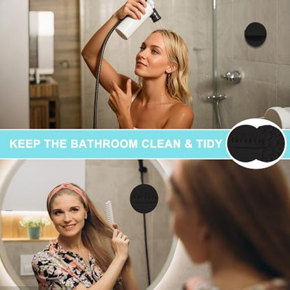 2PCS Hair Catcher Shower, Wall-Mount Suction Hair Collector, Hair Trap for Shower Drain, Reusable Shower Wall Hair Catcher, Silicone Hair Grabber for Bath & Shower (Black)