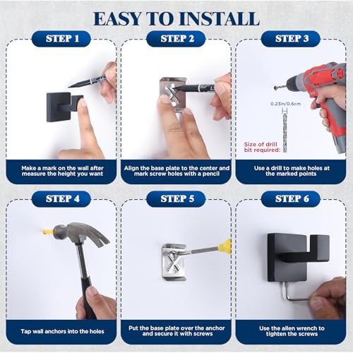 10-Pieces Matte Black Bathroom Accessories Set, 16 Inch Bath Towel Bar Set, SUS 304 Stainless Steel Bathroom Hardware Set, Towel Holder, Towel Racks for Bathroom Wall Mounted - color: Matte Black-10pcs