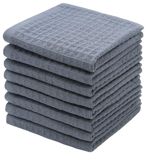 Washcloths Cotton Dish Cloths, 8 Pack,12”x12”,Grey Dish Rags | Soft Kitchen Washcloths Wash Rags, Double Deck Small Hand Towels For Kitchen, Absorbent Dish Cloths For Washing Dishes - color: Grey