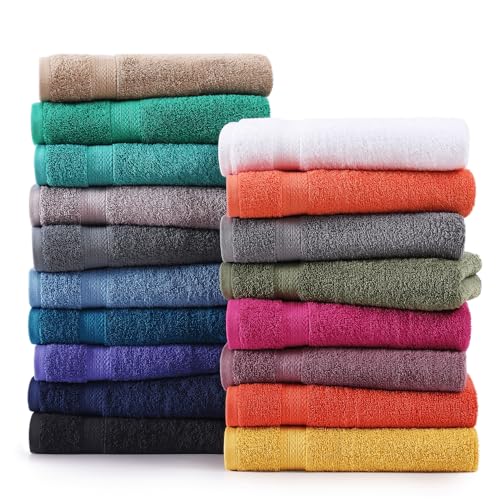 SNOWDROP 12 PC Bath Towel Set - Large Microfiber Towels for Body, Shower, Face, Hotel, Gym - 4 Extra Large, 4 Hand, 4 Wash Cloths - Chocolate