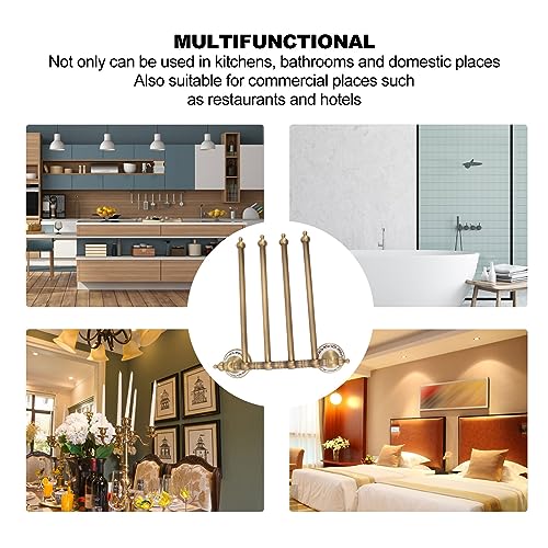 Swivel Towel Rack, Multi arm Brass Bathroom Towel Rack wall Mounted 180° Rotation Thicken Hanger bar for Bathroom for Kitchen (Four Rods) - size: Four Rods