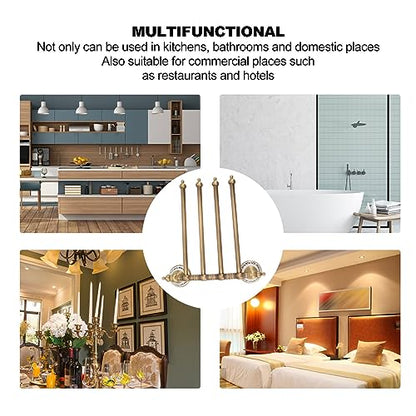 Swivel Towel Rack, Multi arm Brass Bathroom Towel Rack wall Mounted 180° Rotation Thicken Hanger bar for Bathroom for Kitchen (Four Rods) - size: Four Rods