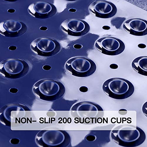 YINENN Bath and Shower Safety Mats 40x16 inch, Non Slip with Suction Cups for Bathroom Stall and Tub Floor, Extra Large and Machine Washable, Drain Holes Keep Bathtub Clean, Dark Blue - color: Dark Blue