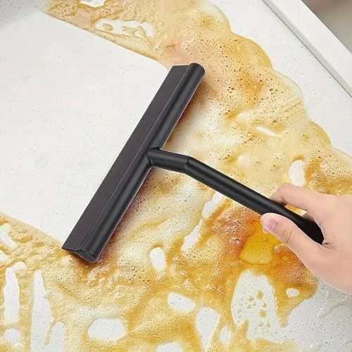 All-Purpose Stainless Steel Shower Squeegee for Bathroom, Kitchen, Shower, Floor Cleaning with Adhesive Hook Sturdy Handle, Professional Cleaners, Window Cleaning for Window Squeegee (White)