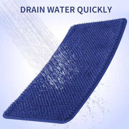 Yolife Shower Foot Scrubber Mat, Anti-Slip Bath Mat with Scrub Bristles, Soft Shower Foot Massager with Strong Suction Cups for Soothe Achy Feet (Navy Blue, 25.6" x 13.4") - color: Navy Blue, size: 25.6" x 13.4" (Rectangular)
